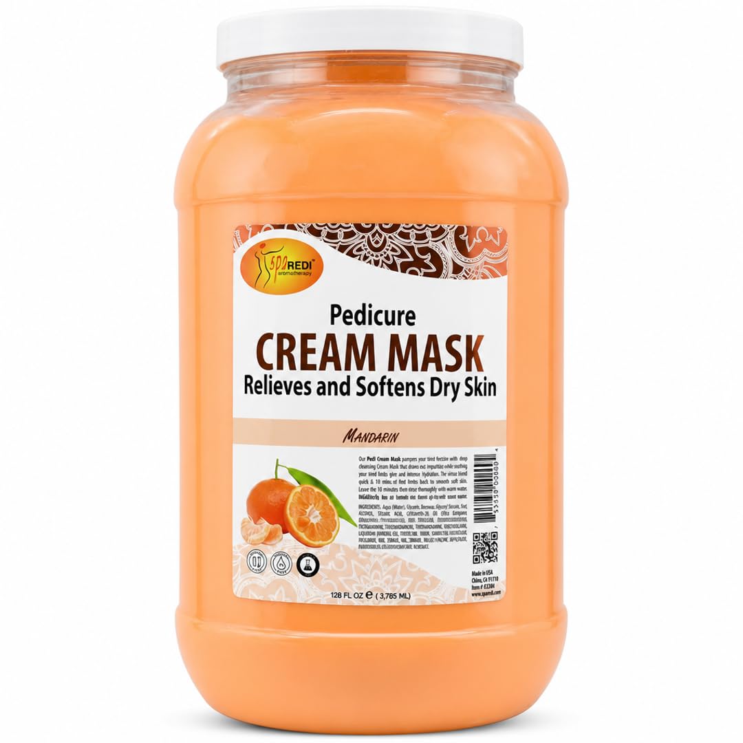 SPA REDI front packaging showing 128 oz tub and mandarin scent benefit