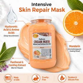 SPA REDI open tub top view showing creamy mask ready for use benefits