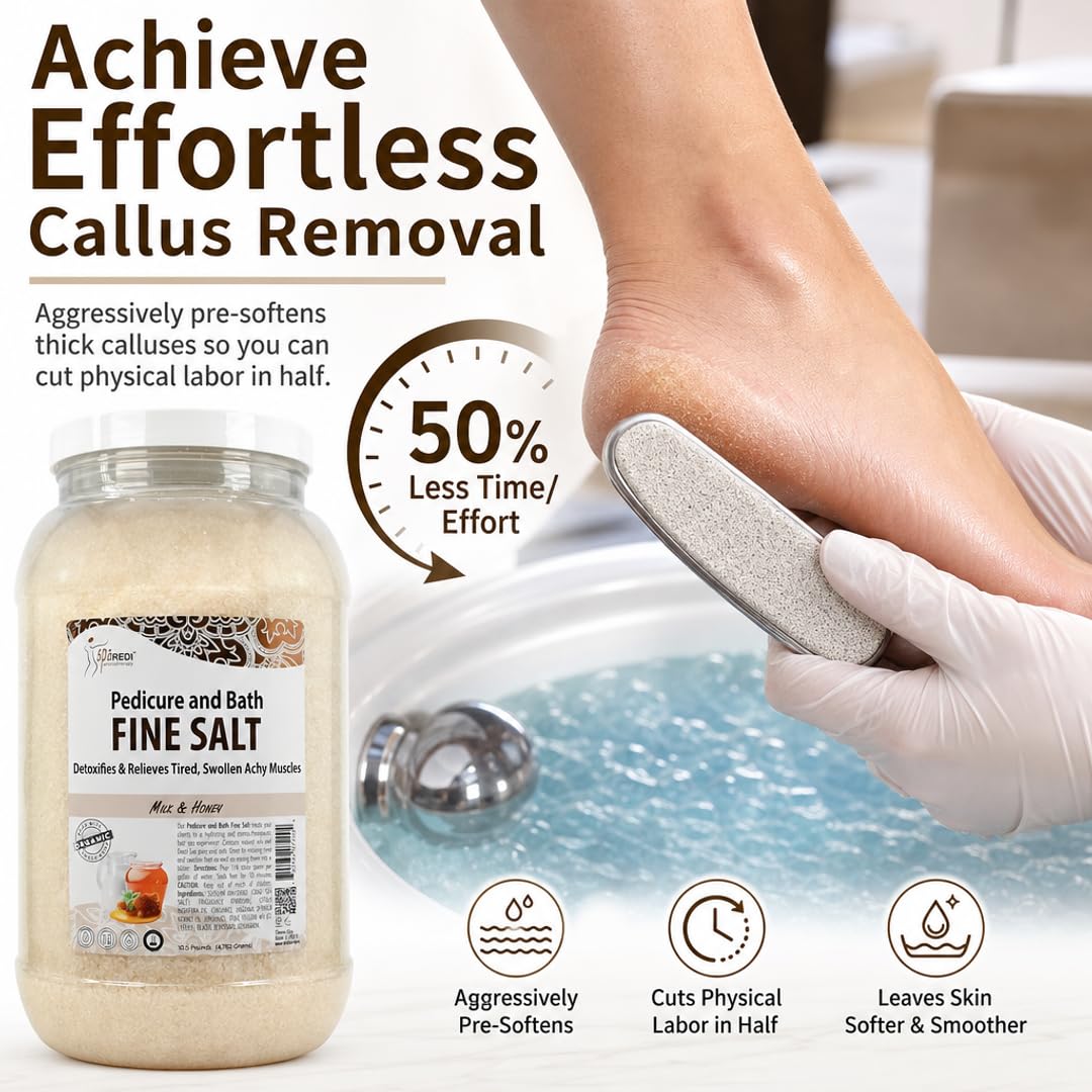 SPA REDI in pedicure basin during treatment showing quicker exfoliation