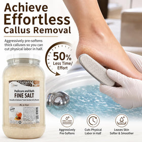SPA REDI in pedicure basin during treatment showing quicker exfoliation