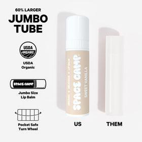 Space Camp Coconut Cream tube close-up revealing coconut scent and tropical hydration