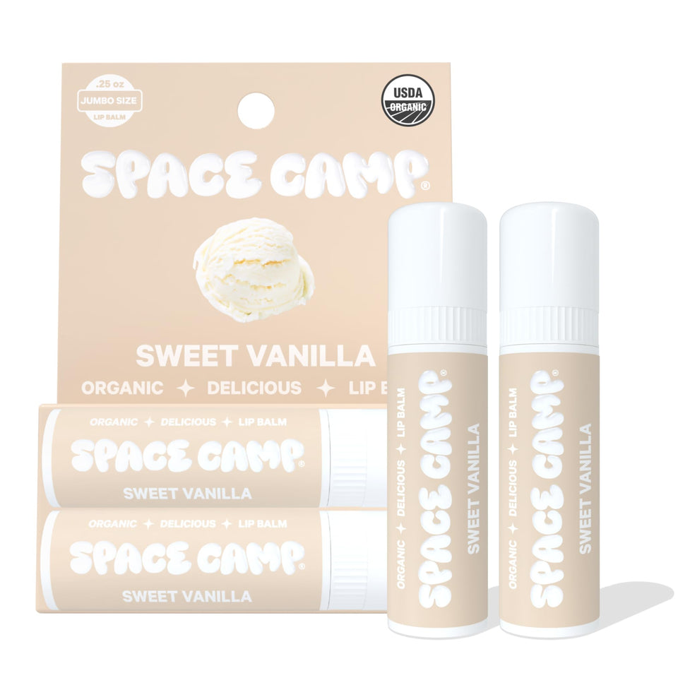 Space Camp front packaging showing jumbo sweet vanilla balm and benefits