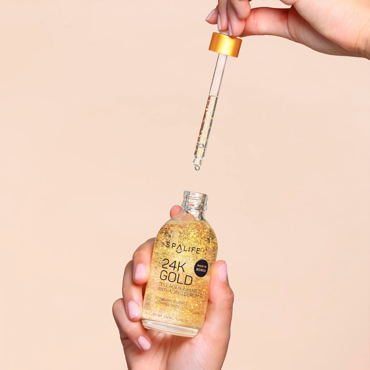 SpaLife applying morning serum to cheek for dewy, smooth finish