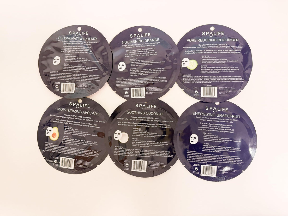 SpaLife sheet masks arranged in spa setting for relaxing at-home treatment benefit