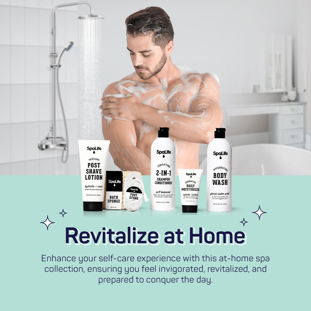 SpaLife post-shave lotion being applied to skin to soothe and calm
