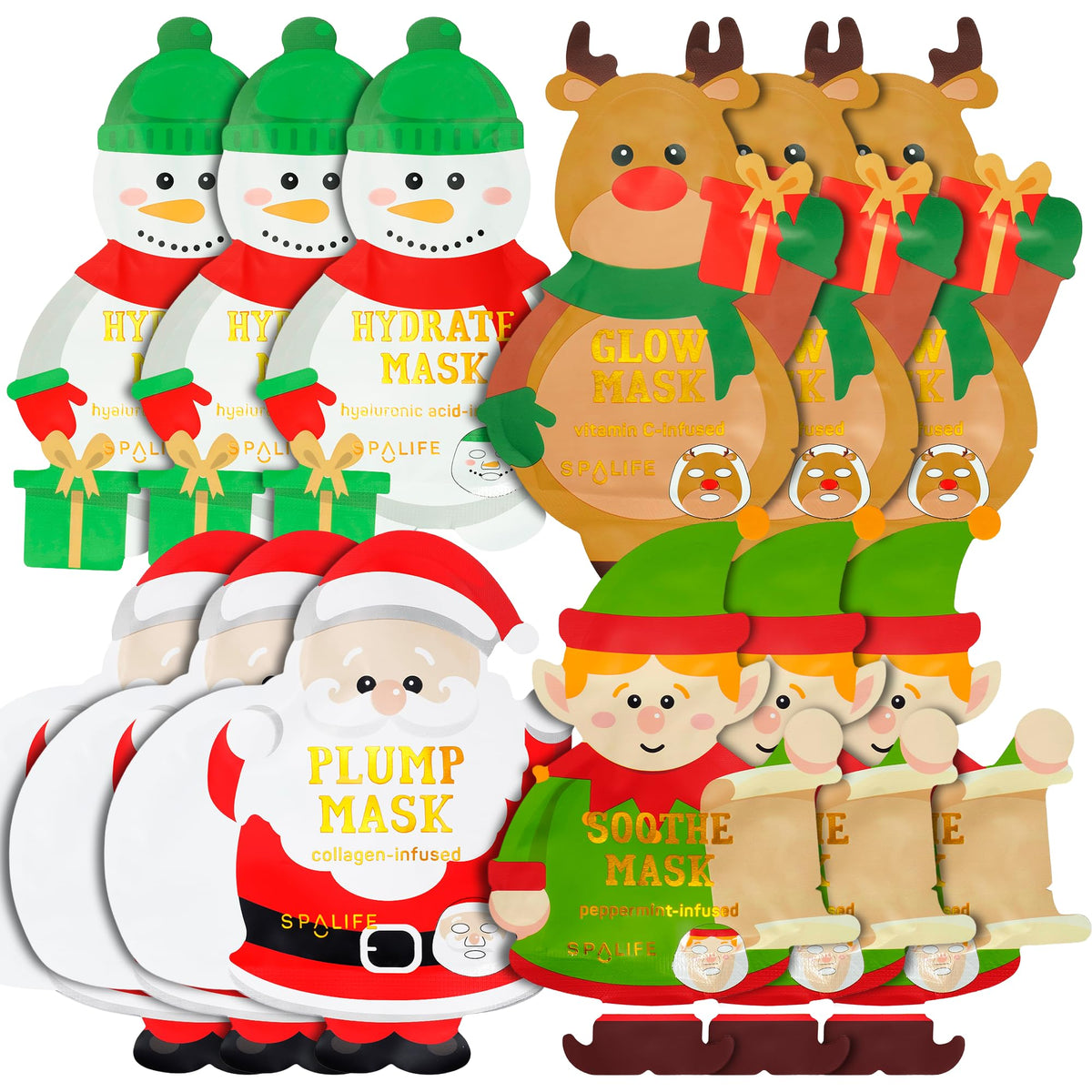 SpaLife front packaging showing holiday mask set, perfect gifting