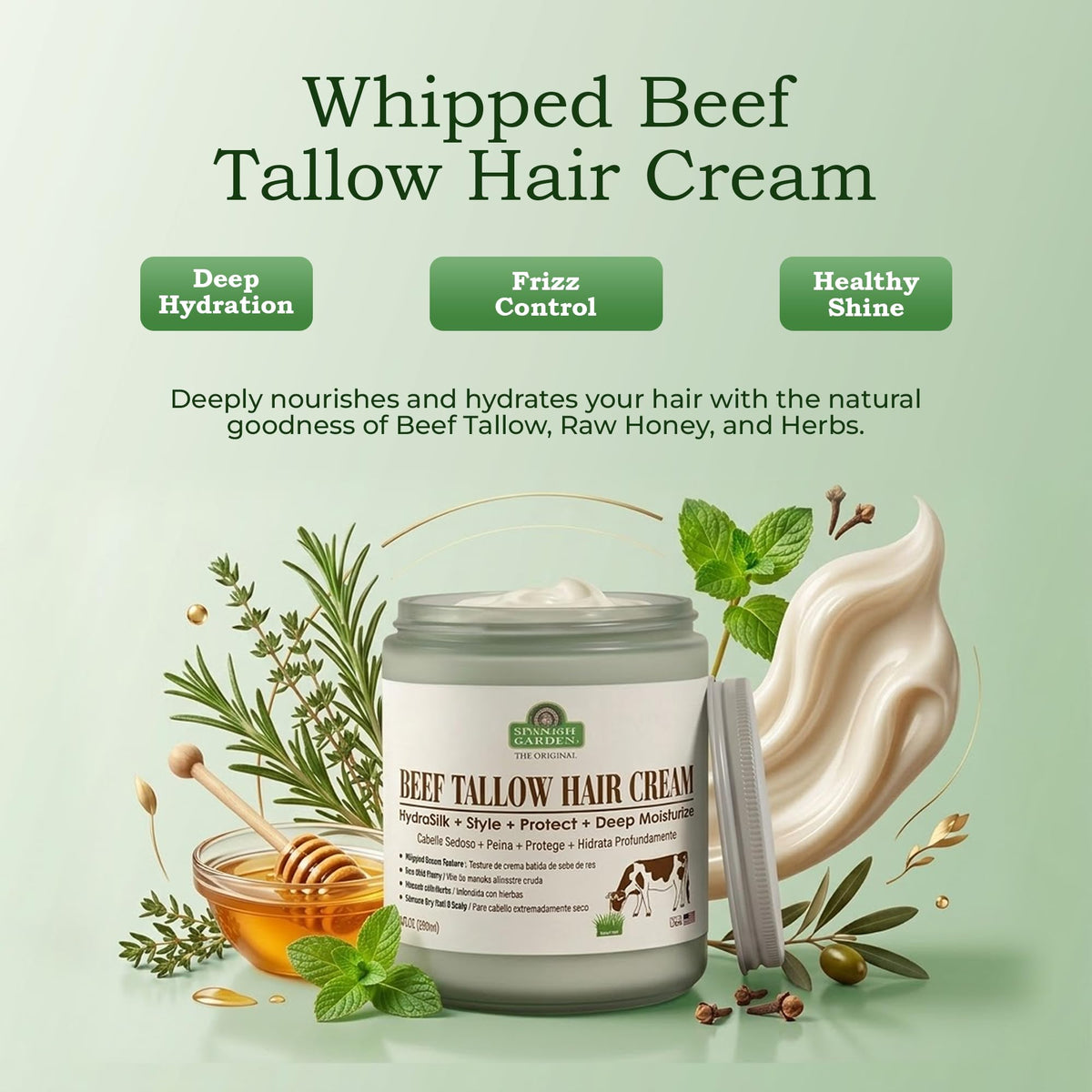 Generic Spanish Garden cream texture close-up highlights rich absorption