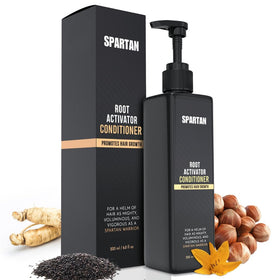 SPARTAN front packaging showing conditioner bottle and brand clarity and ease