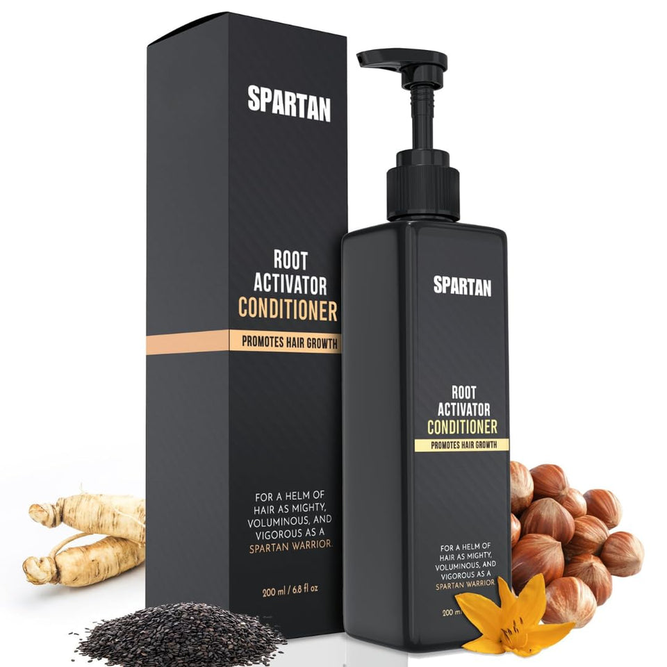 SPARTAN front packaging showing conditioner bottle and brand clarity and ease