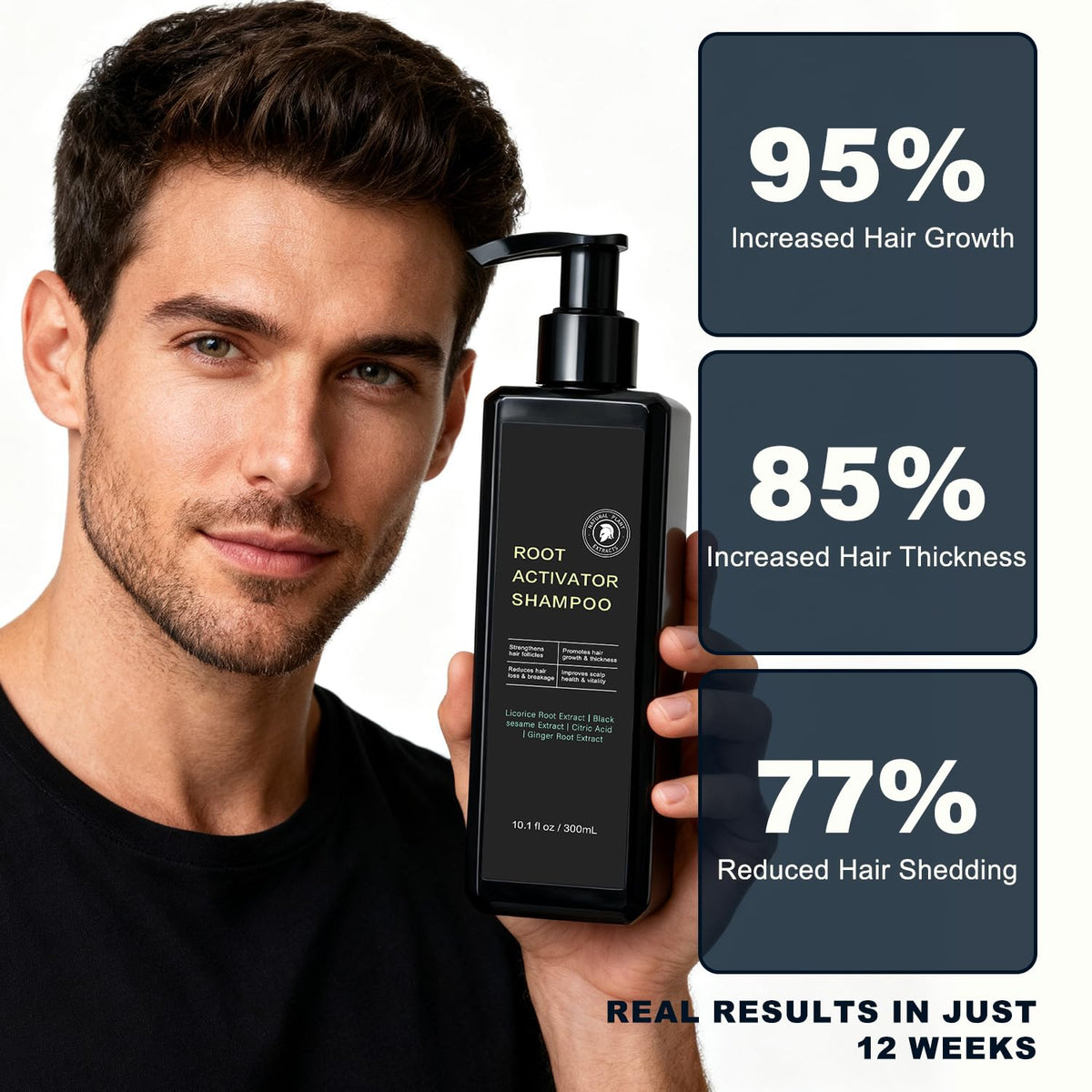 SPARTAN HAIR bottle on bathroom shelf suggesting daily routine