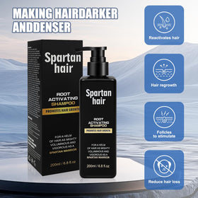 SPARTAN HAIR shampoo texture pouring to show creamy, nourishing lather