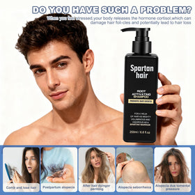 SPARTAN HAIR in-shower scalp massage demonstrating application and circulation boost