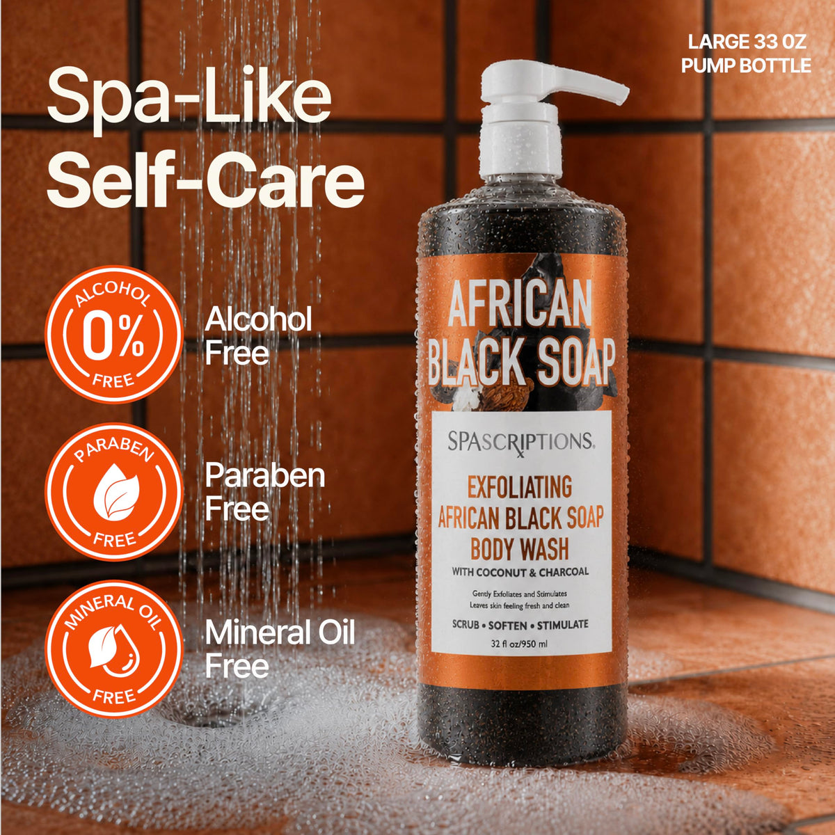 SpaScriptions charcoal ingredient powder image highlighting deep-cleansing action