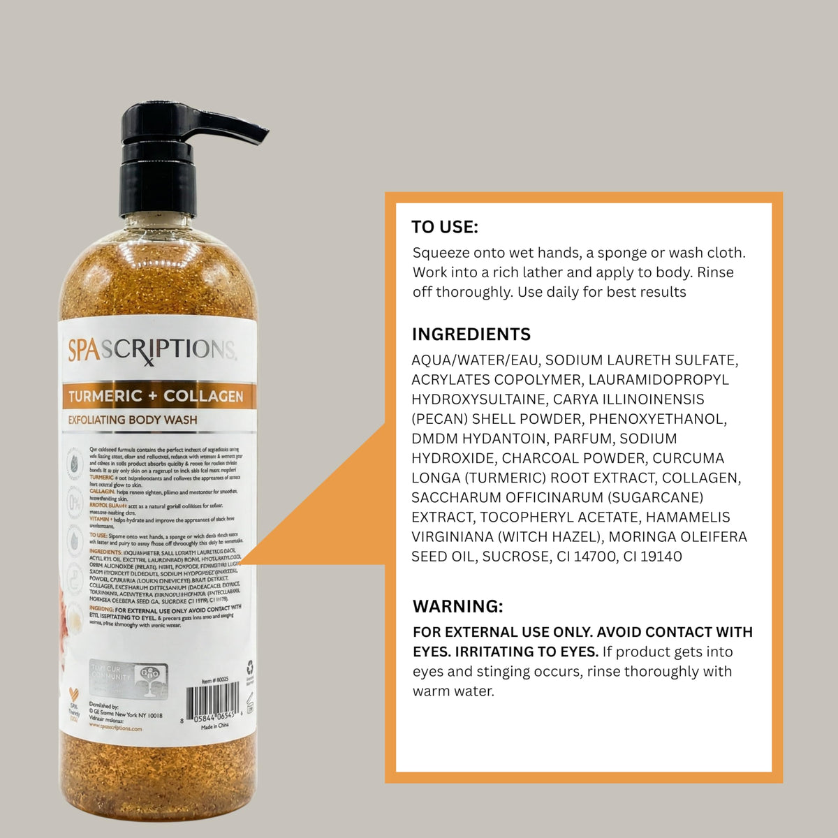 SpaScriptions turmeric and collagen ingredients visually highlighted