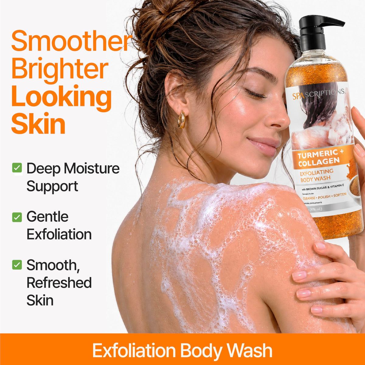 SpaScriptions pump dispensing creamy lather for smooth skin