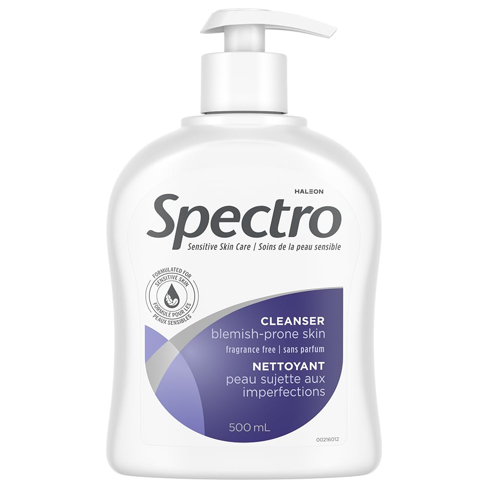 Spectro 500ml bottle front view with pump shows clear packaging and easy dispensing benefit
