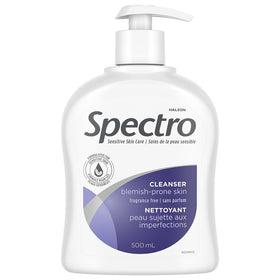 Spectro 500ml bottle front view with pump shows clear packaging and easy dispensing benefit