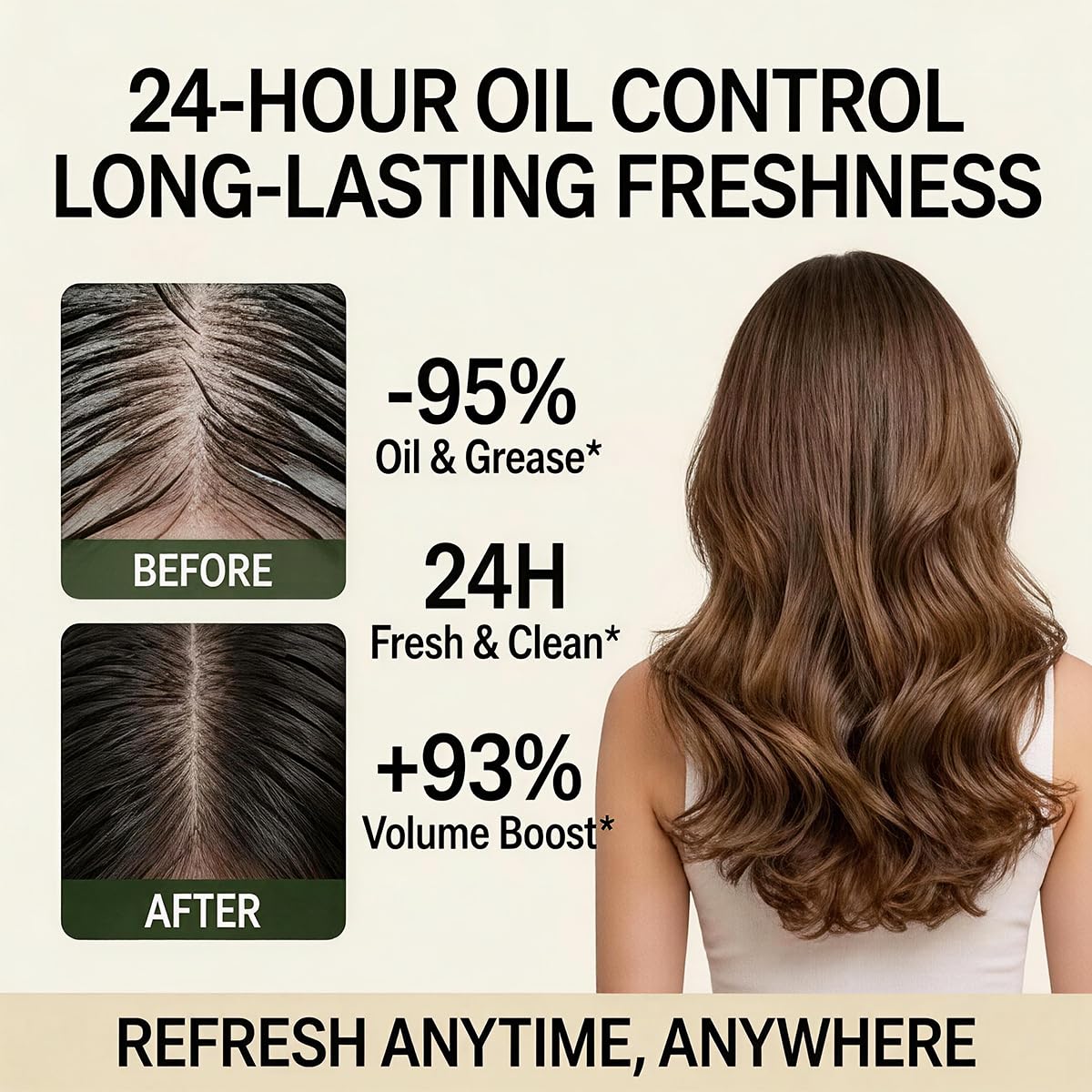 Spes application on hair roots demonstrating quick oil control benefit