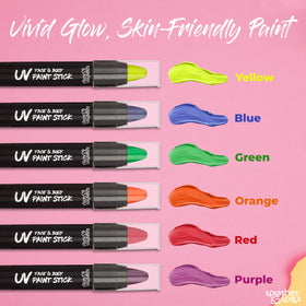 splashes & spills six colors laid out to show color range and easy selection benefit