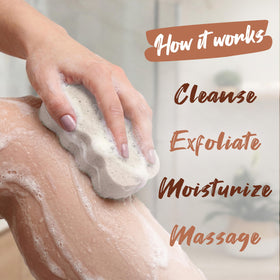 Person using Spongeables Coconut Colada in shower for quick, fragrant body wash