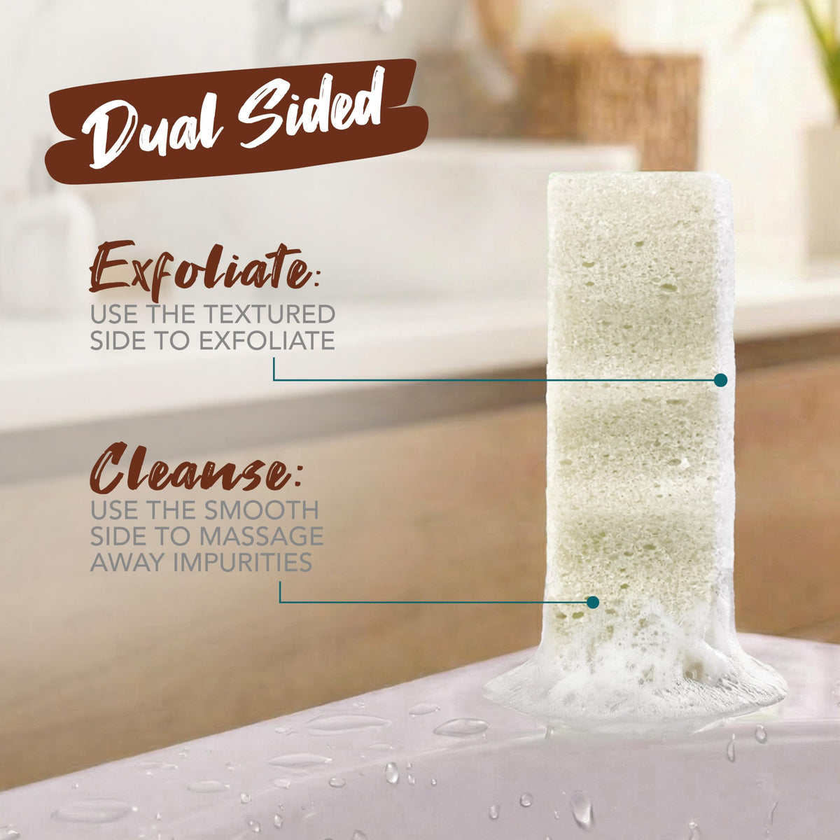 Hand holding Spongeables Coconut Colada to show size and 20+ wash longevity