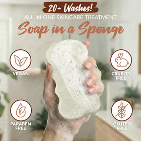 Close-up of Spongeables Coconut Colada sponge texture highlighting soft and exfoliating sides