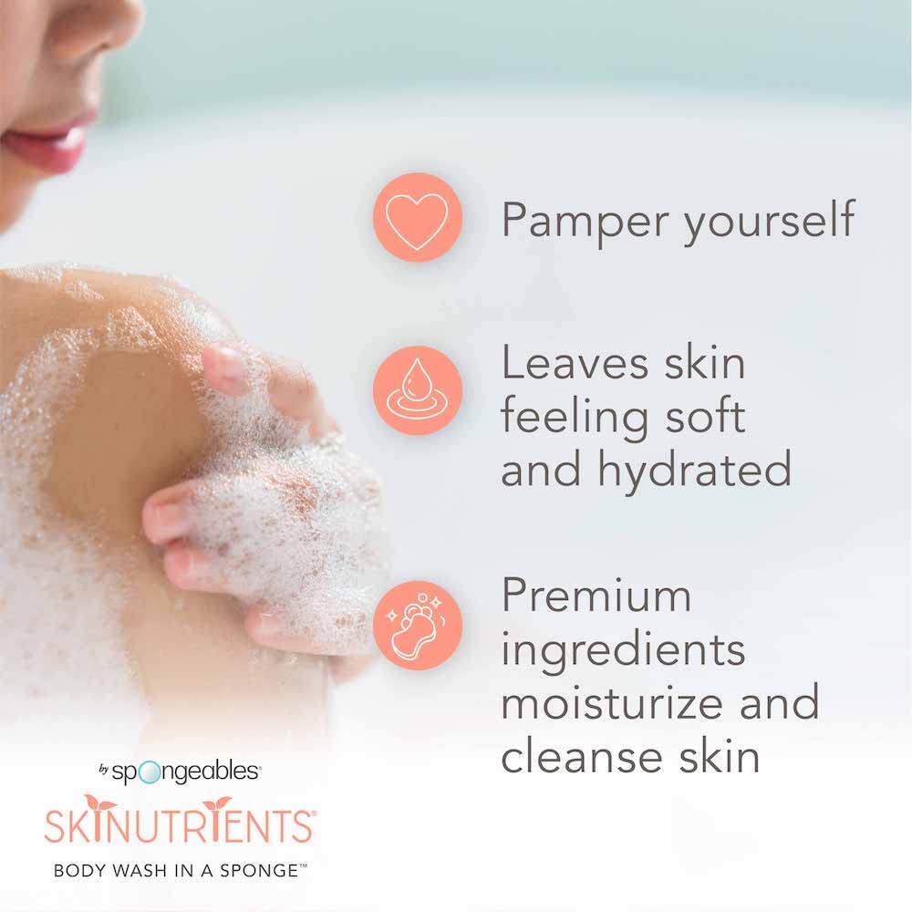 Spongeables dual-texture exfoliating side displays scrub and soft-clean options