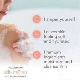 Spongeables dual-texture exfoliating side displays scrub and soft-clean options
