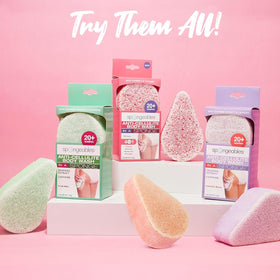 Spongeables in bathroom setting suggesting relax and refresh foot care benefit