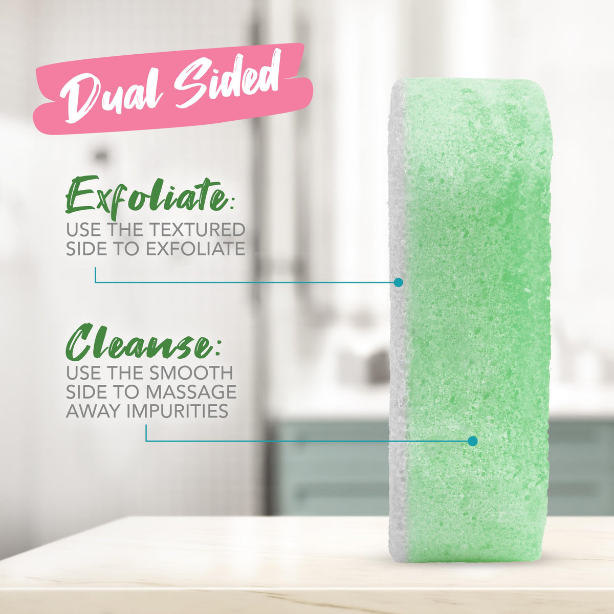 Spongeables next to hand for scale showing compact travel-friendly foot care benefit