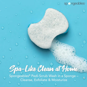 Spongeables close-up of textured scrub side highlighting exfoliation benefit