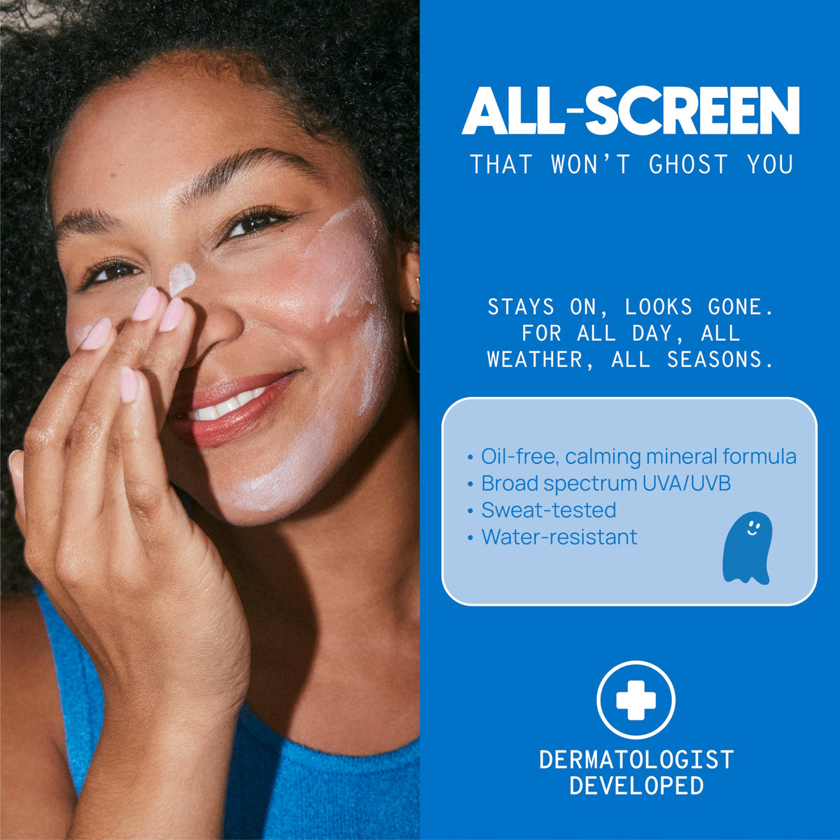 SPOOGE Ghosted applying on hand to show blendability and invisible coverage benefit