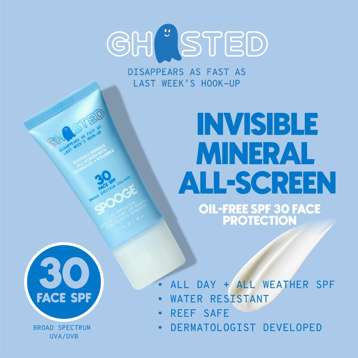SPOOGE Ghosted creamy texture close-up illustrating sheer, non-greasy finish