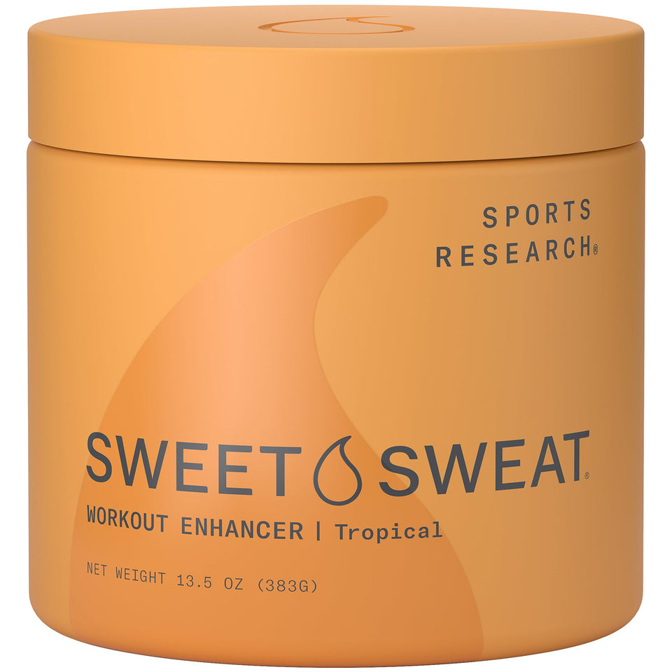 Sports Research jar front view showing tropical scent and clear use benefits