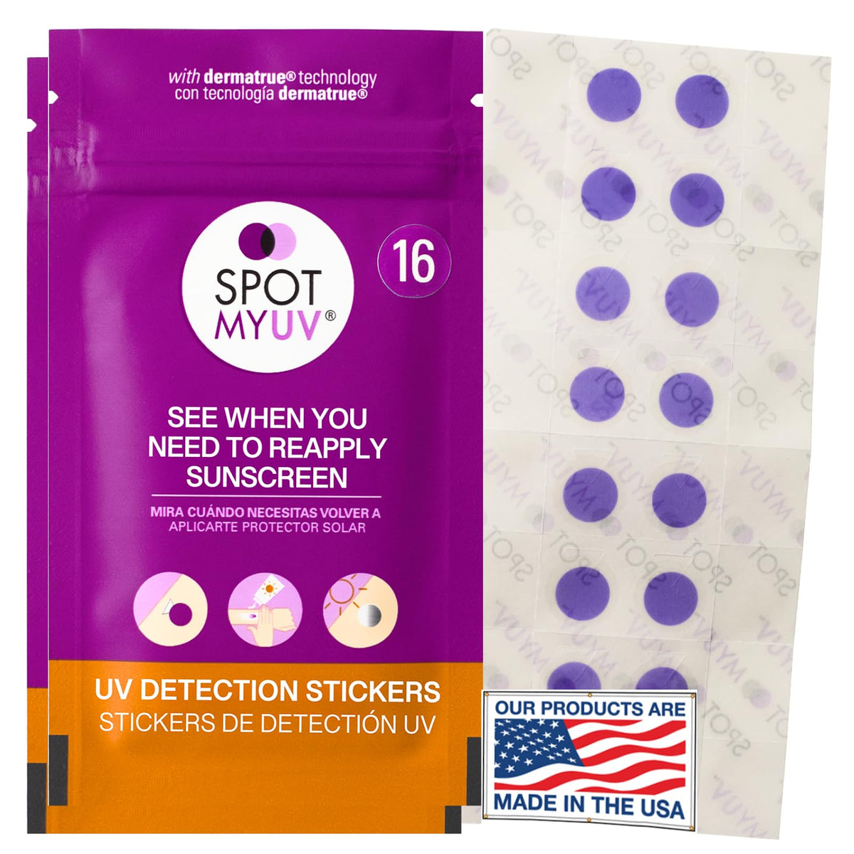 SPOTMYUV front packaging showing 32-count pack and benefits