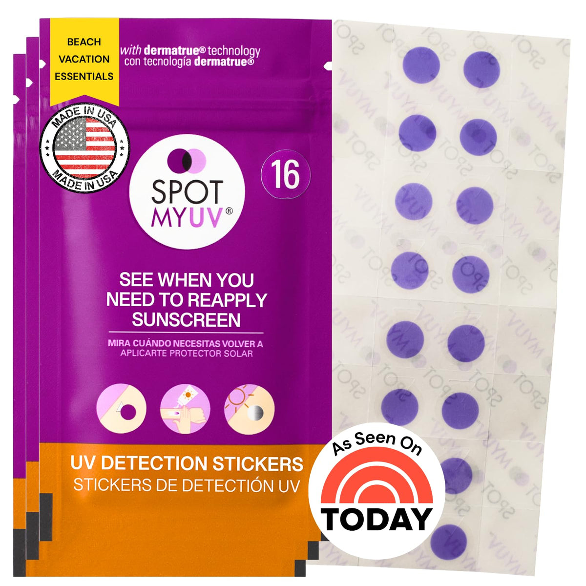 SPOTMYUV front packaging showing 48-count pack and simple instructions