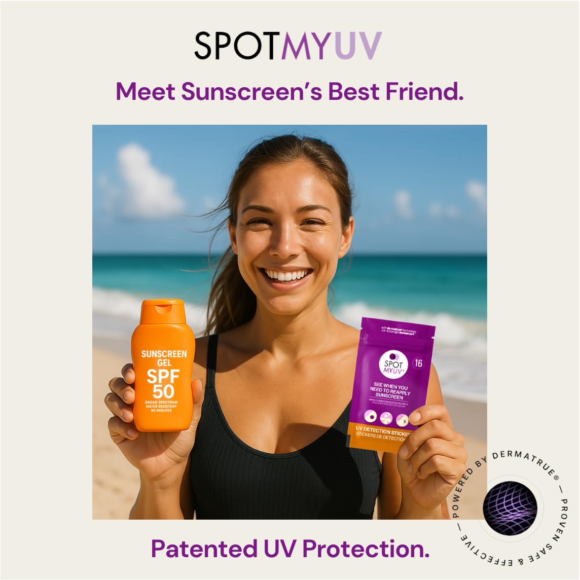 SPOTMYUV sticker close-up texture showing adhesive and sensing surface