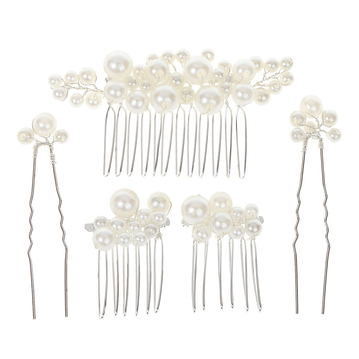 Sppry front view of five-piece combs and pins set showing arrangement and finish