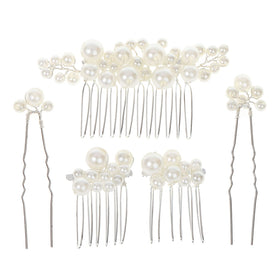 Sppry front view of five-piece combs and pins set showing arrangement and finish