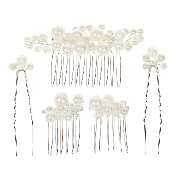 Sppry front view of five-piece combs and pins set showing arrangement and finish
