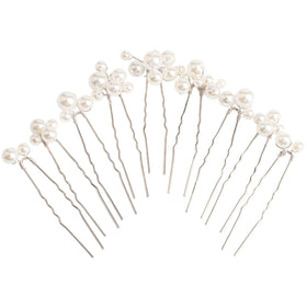 Sppry front packaging showing nine silver pearl hair pins, polished presentation benefit