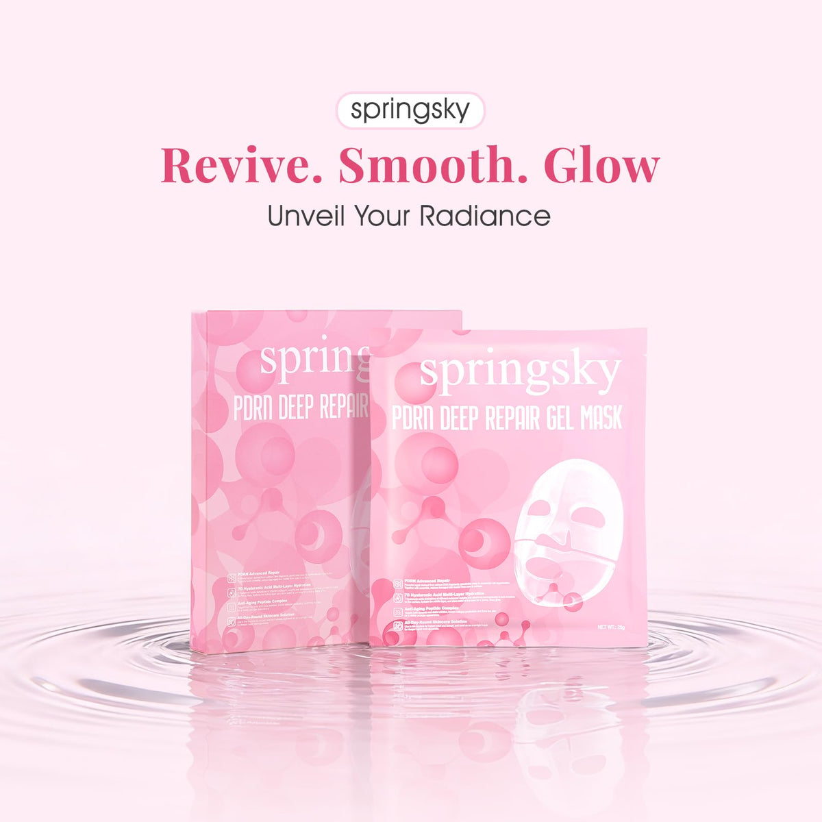SPRINGSKY model wearing mask illustrating soothing overnight treatment