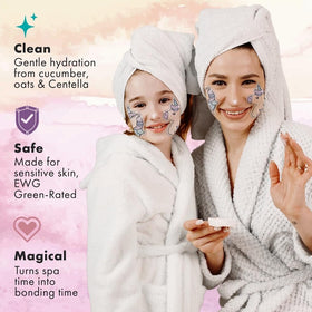 Sprk Naturals mask worn by child during spa play showing soothing, calming effect