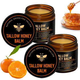 SPVMGRK front packaging showing two tallow balm jars and citrus label for easy identification and freshness