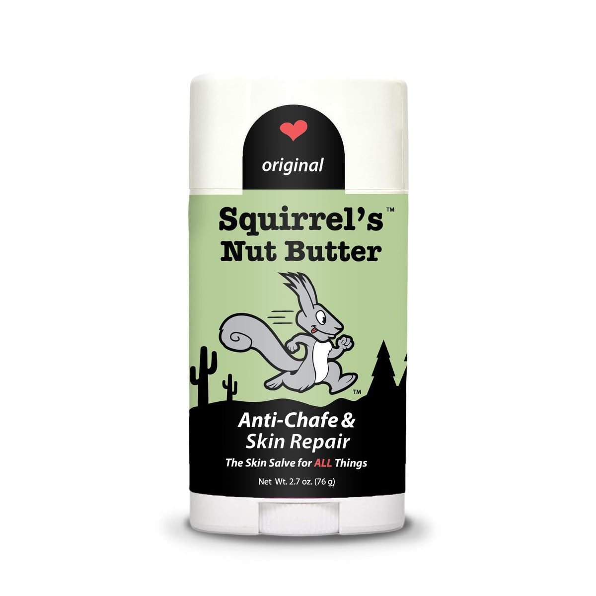 Squirrel's Nut Butter front packaging showing product and compact size benefit