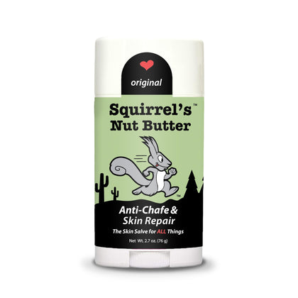 Squirrel's Nut Butter front packaging showing product and compact size benefit