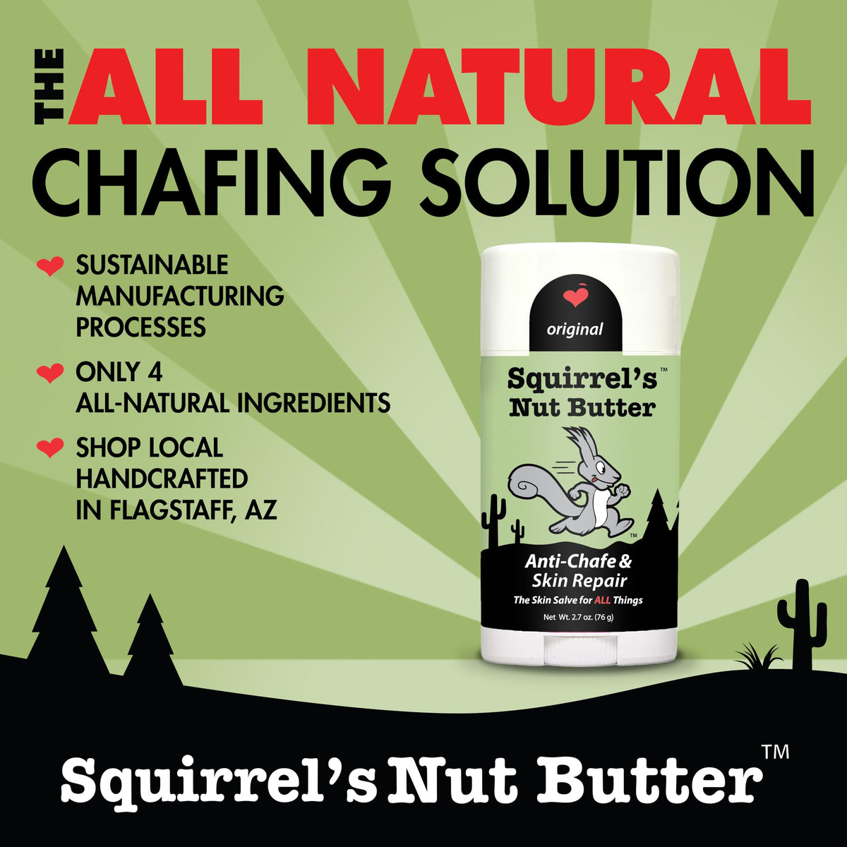 Squirrel's Nut Butter open twist stick revealing balm for easy, mess-free use