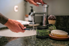 Squirrel's Nut Butter application on thigh demonstrating friction protection during exercise