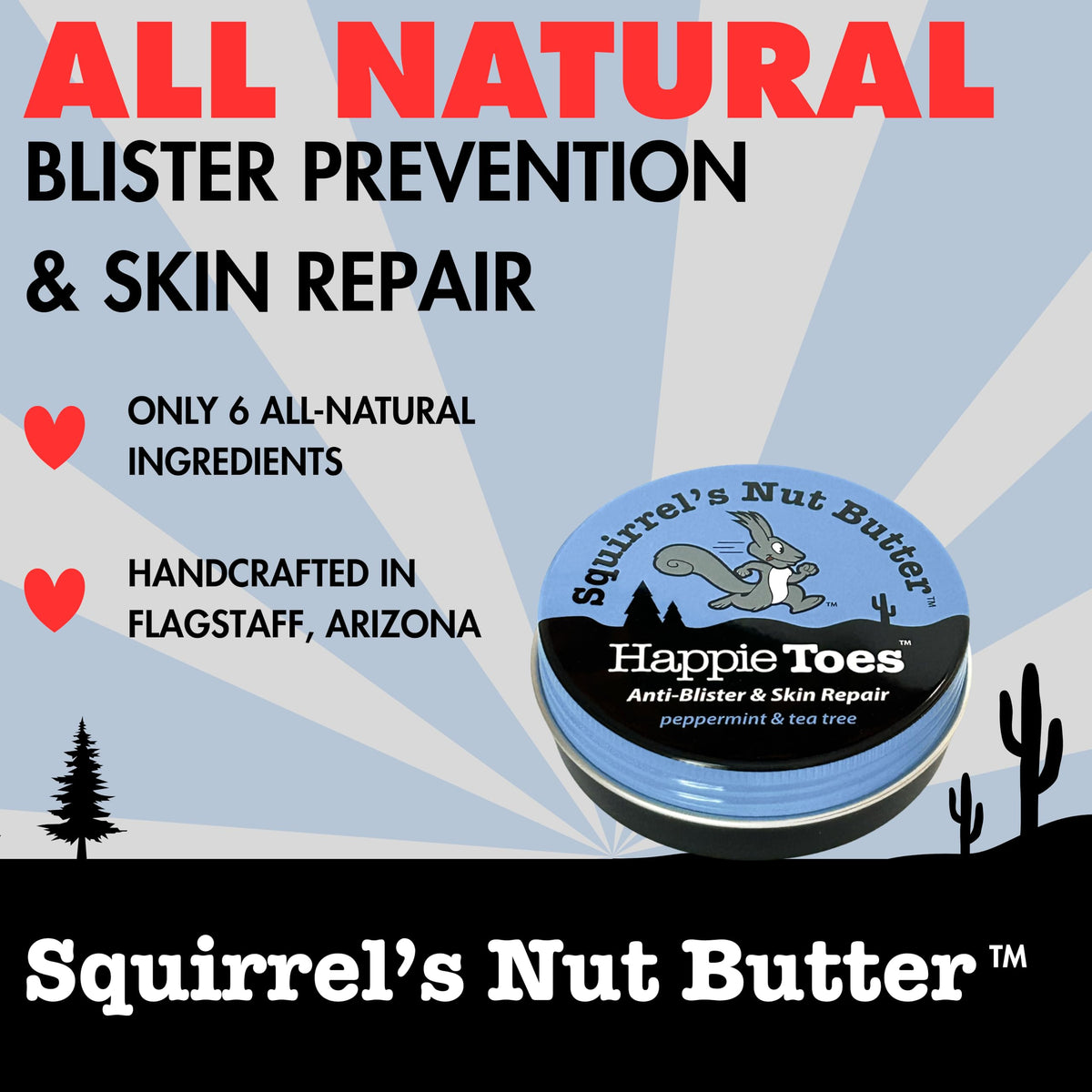 Squirrel's Nut Butter closed tin next to coin illustrating travel-friendly size