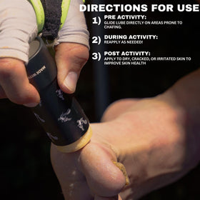 Squirrel's Nut Butter applied to thigh in use showing friction prevention during run
